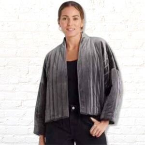 A New Day Grey QuiltedVelvet Kimono Cardigan Jacket One Size Quiet Luxury